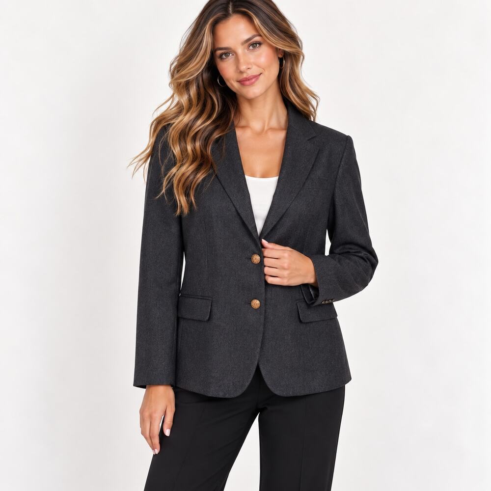J. Crew Wool Blend Blazer Women's Size 14 Career Professional Gray Office